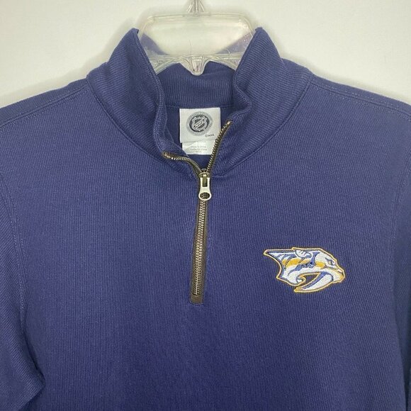 NHL Official Nashville Predators Pullover Mens Small Navy 1/4 Zip Embroidered - Picture 2 of 6